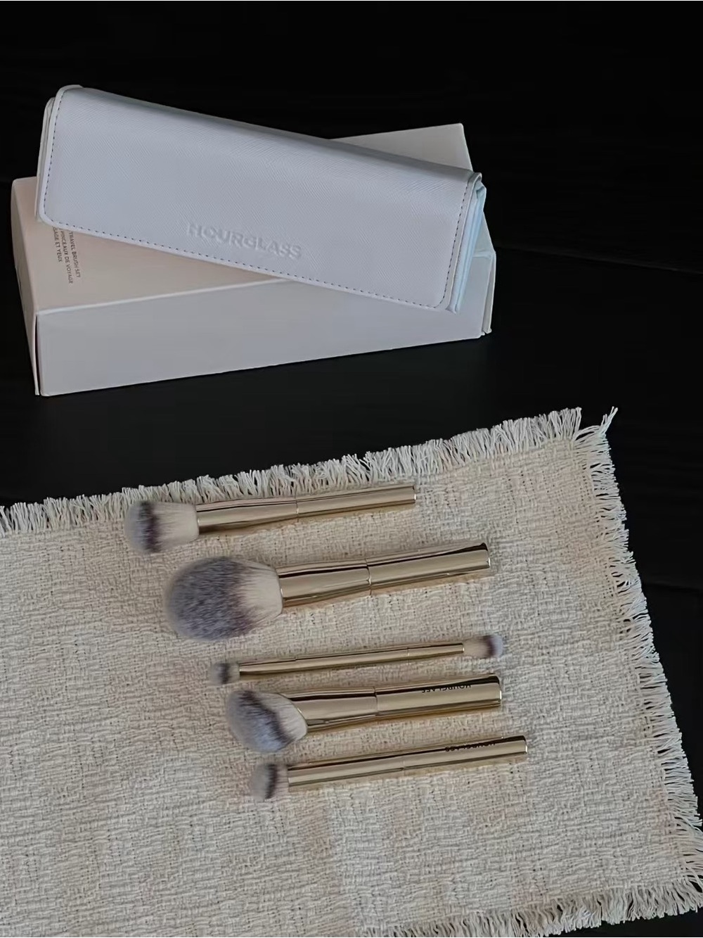 Hourglass White Makeup Brush Set with Gold Handles
